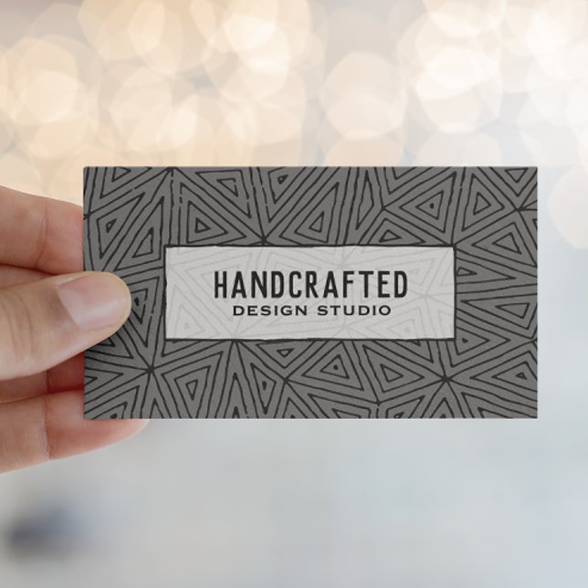 Geometric Modern Abstract Grey and Black Business  Business Card (Creator Uploaded)