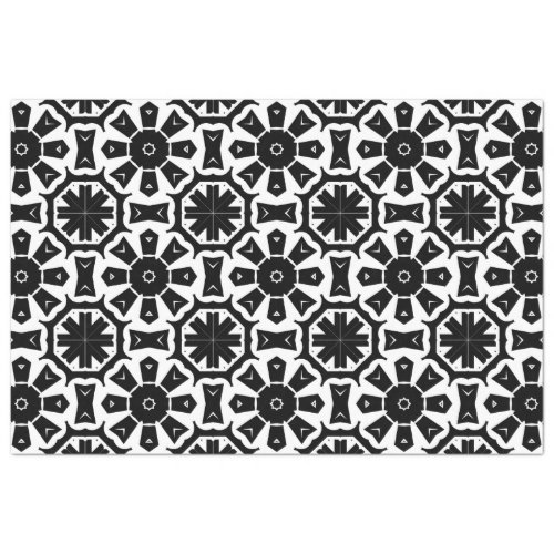 Geometric Modern Black and White Mosaic Pattern Tissue Paper