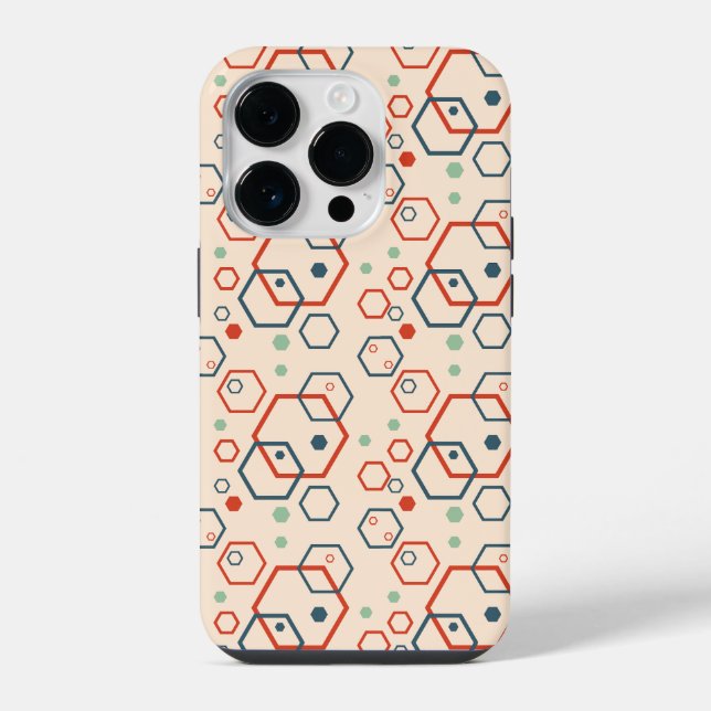 Geometric modern colored hexagonal pattern iphone case (Back)