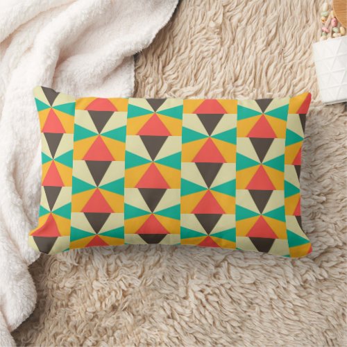 Geometric Modern Colorful Retro Colors Lumbar Pillow