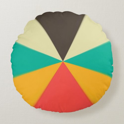 Geometric Modern Colorful Retro Colors Round Pillow