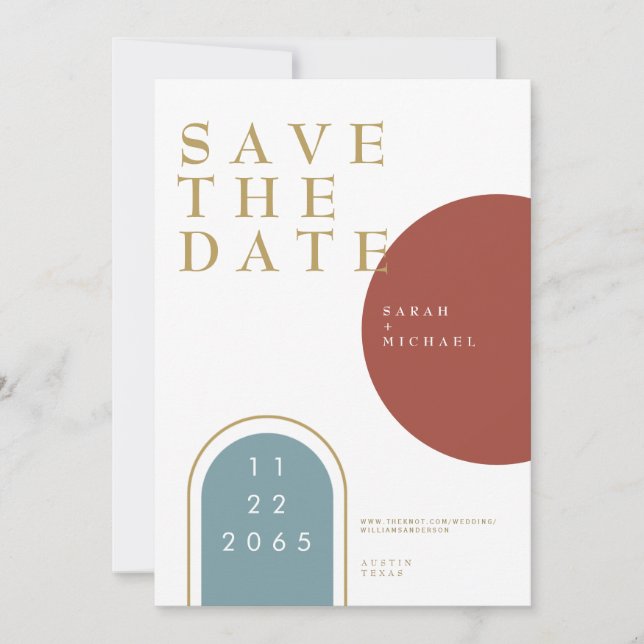 Geometric Modern Colorful Wedding Save the Date (Front)