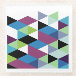Geometric Modern Cool Tones Abstract Pattern Glass Coaster