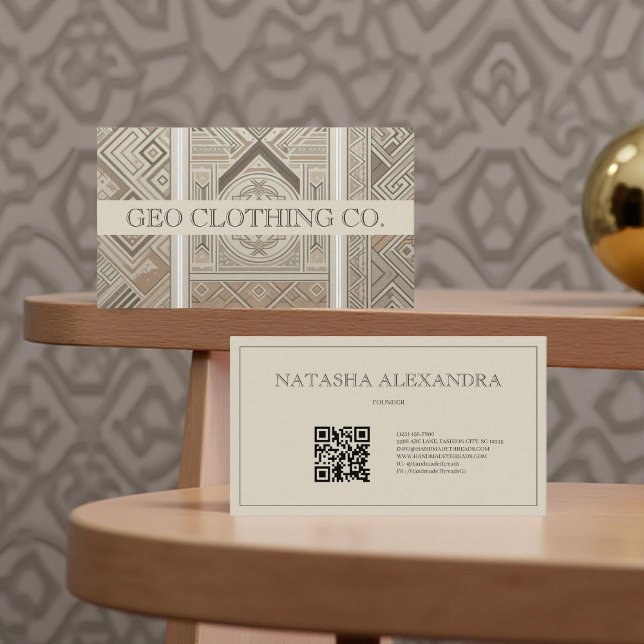 Geometric Modern Elegant Oatmeal Clay Business Card (Creator Uploaded)