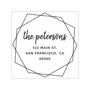 Geometric Modern Handwriting Family Name Self-inking Stamp