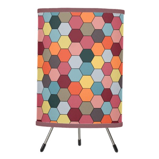 Geometric Modern Hexagon Pattern Tripod Lamp (Front)