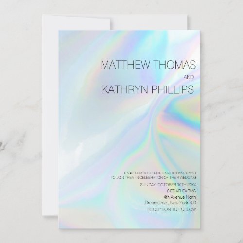 Geometric Modern Holographic Wedding Invitation