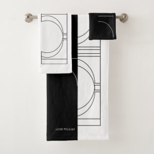 Geometric Modern Minimalist Elegant Personalized Bath Towel Set