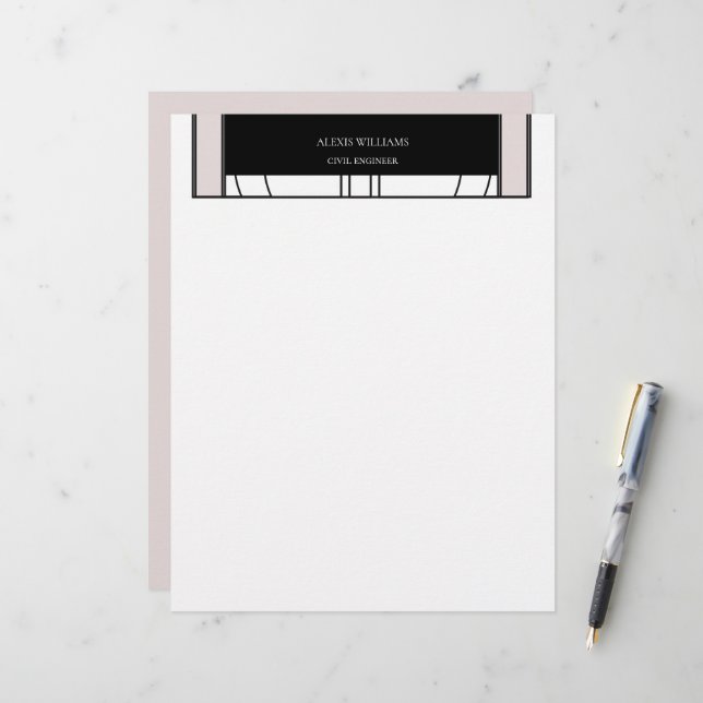 Geometric Modern Minimalist Elegant Professional Letterhead (Front/Back In Situ)
