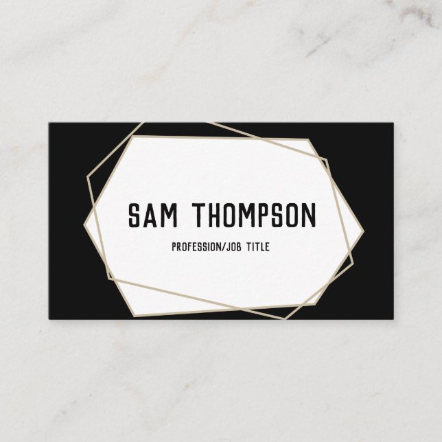 Geometric Modern Minimalist Professional Black Business Card (Front)