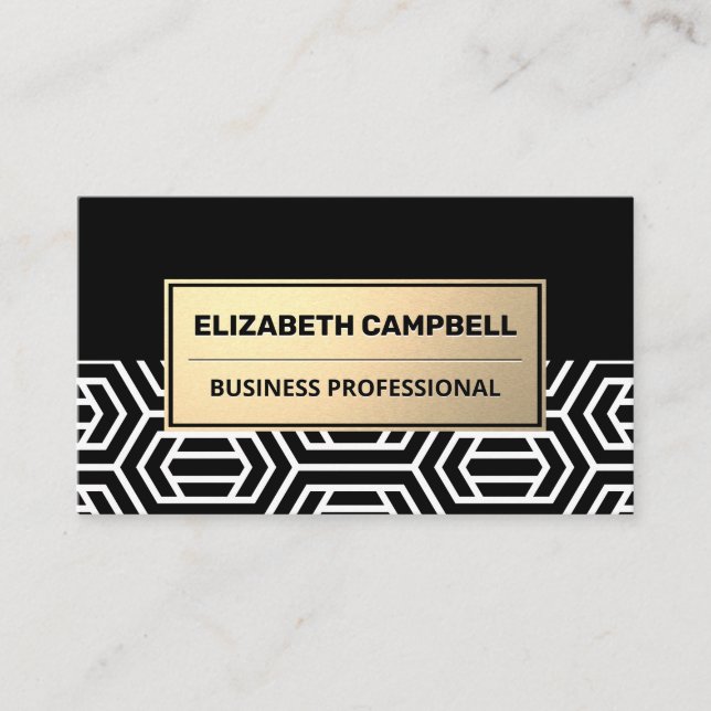 Geometric Modern Pattern | Gold Metal Business Card (Front)