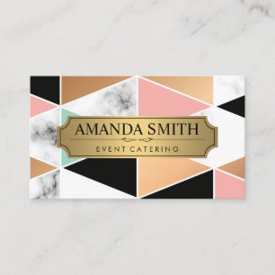 Geometric Modern Pattern Marble Gold Metal Business Card