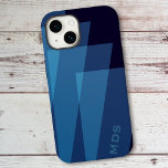 Geometric Modern Personalized Blue  Case-Mate iPhone 14 Case<br><div class="desc">Hues of blues - though you won't be blue with your new phone. This design features overlapping triangles and I've arranged the placement of your initials to be on a slight slant to follow the line of the triangle.</div>