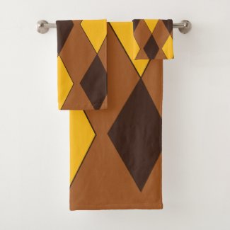 Geometric Modern Trendy Diamond Pattern Bath Towel Set