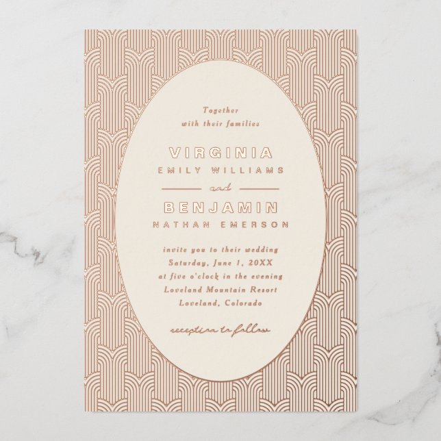 Geometric Modern Wedding Foil Invitation (Front)