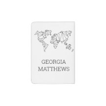 Geometric Modern World Map Passport Holder