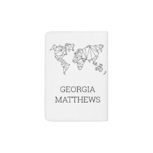 Geometric Modern World Map Passport Holder