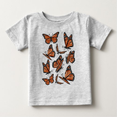 Geometric Monarch Butterflies Baby T_Shirt