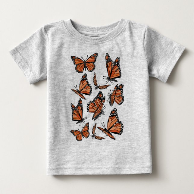 Geometric Monarch Butterflies Baby T-Shirt (Front)