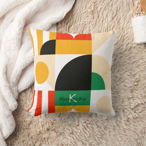 Geometric Monogram Bold Retro Chic Stylish Cool Throw Pillow