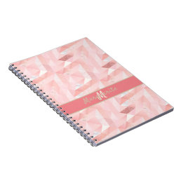 Geometric Monogram Chevron Pink Glitter Chic Notebook