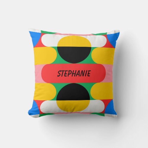 Geometric Monogram Colorful Bold Chic Modern Cool Throw Pillow