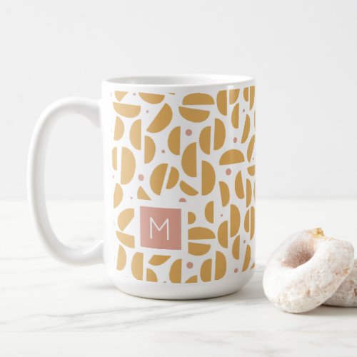 Geometric Monogrammed Modern Dijon Yellow Custom Coffee Mug