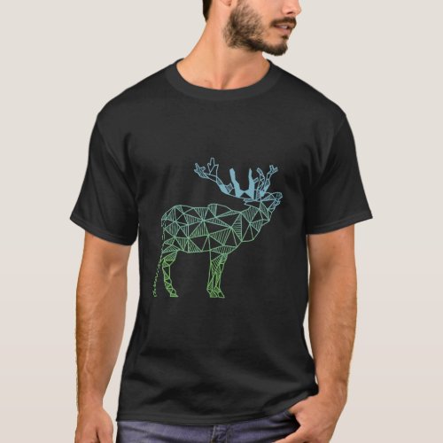 Geometric Moose Elk Sweat Shirt Wild Alaska Mounta