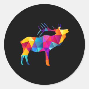 Geometric Moose Low Poly Polygon Moose Classic Round Sticker