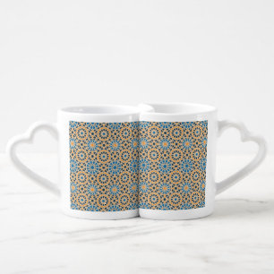 Geometric Moroccan Tile & Orange Pattern Coffee Mug Set
