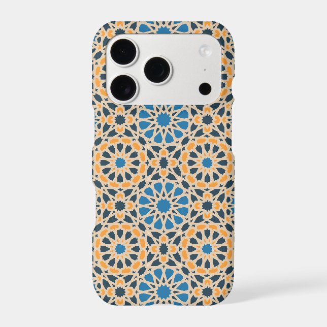 Geometric Moroccan Tile & Orange Pattern Iphone Case (Back)