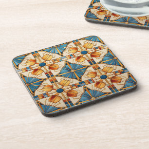 Geometric Moroccan Tile Pattern#1 Teal Gold ID1077 Beverage Coaster