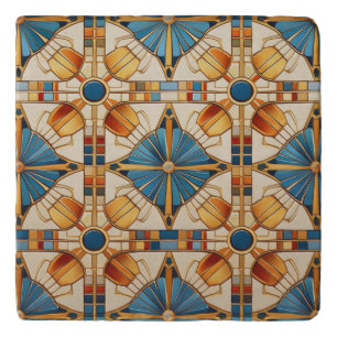 Geometric Moroccan Tile Pattern#1 Teal Gold ID1077 Trivet