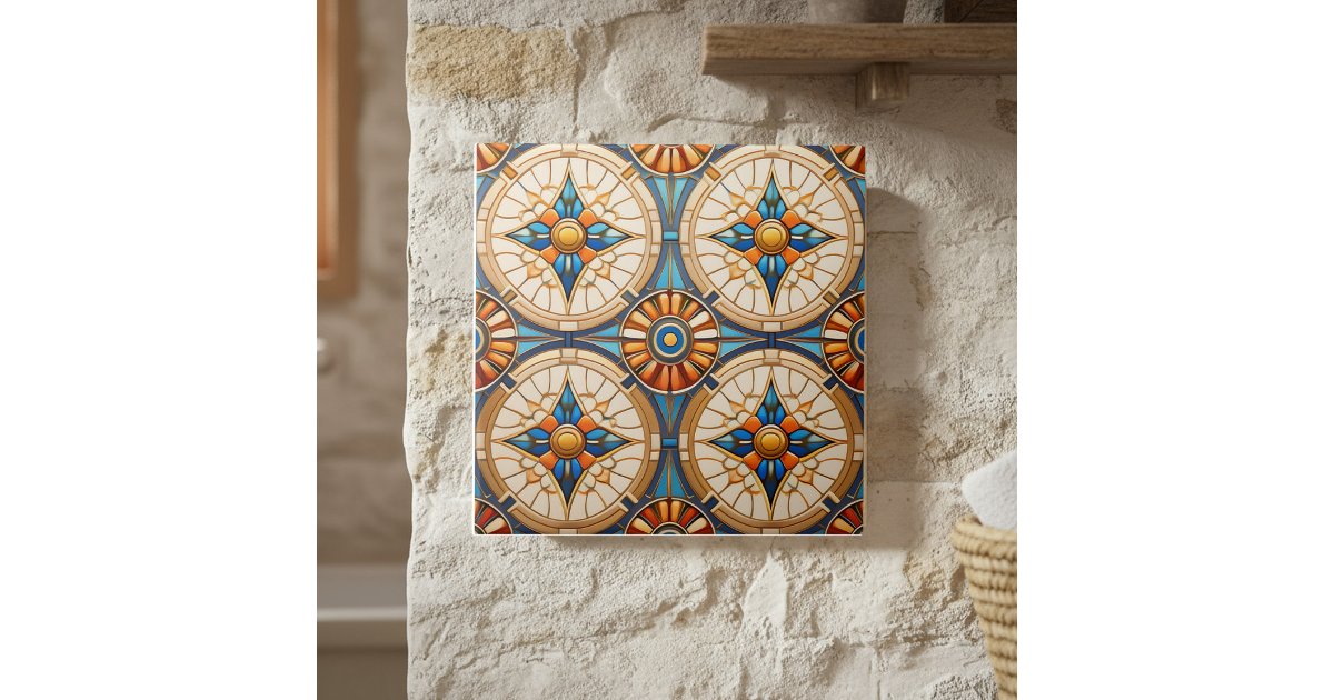 Geometric Moroccan Tile Pattern#2 Teal Gold ID1077 | Zazzle