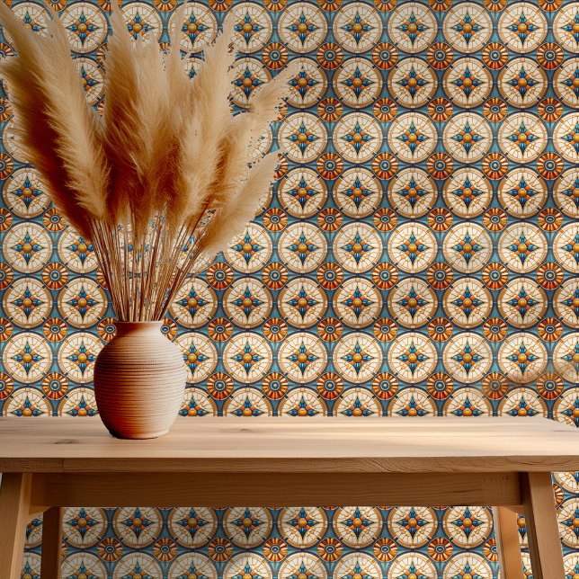 Geometric Moroccan Tile Pattern#2 Teal Gold ID1077 Wallpaper (Creator Uploaded)