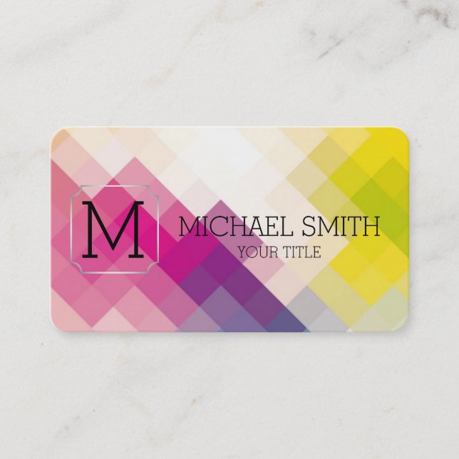 Geometric Mosaic Abstract Art Monogram #19 Business Card (Front)