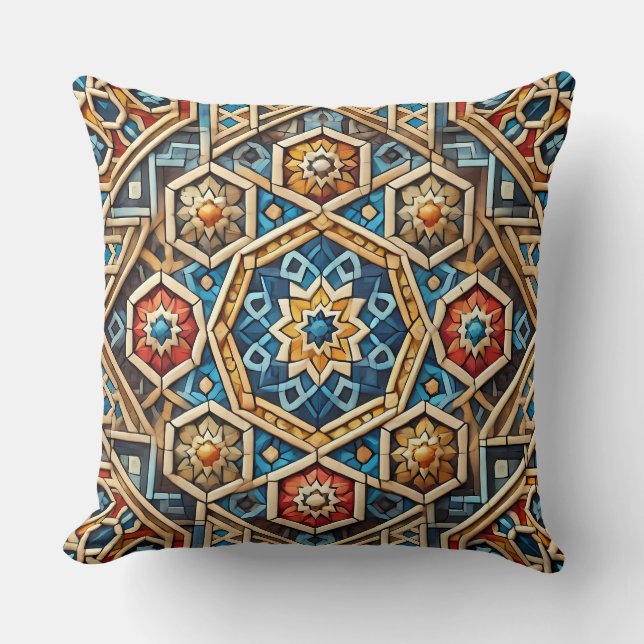 Geometric Mosaic Art Pattern Throw Pillow (Front)