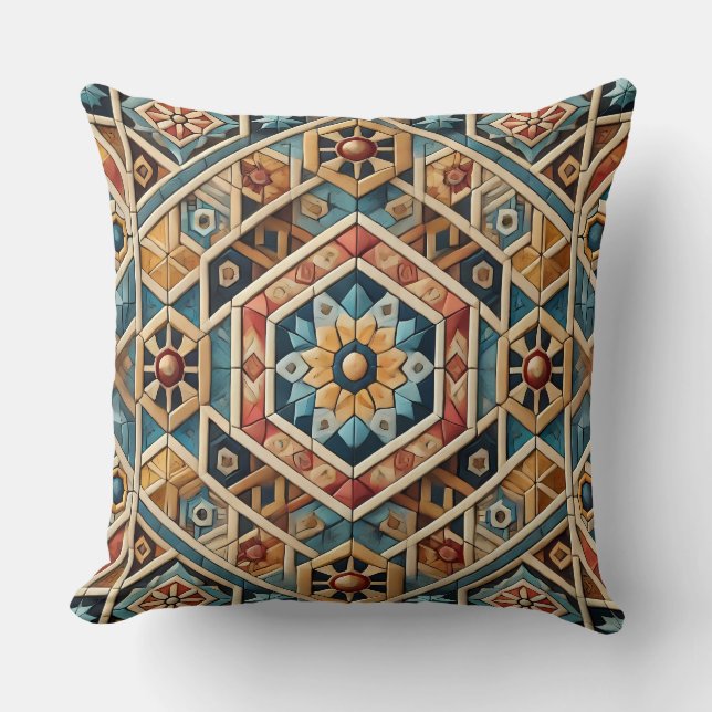Geometric Mosaic Art Throw Pillow (Front)