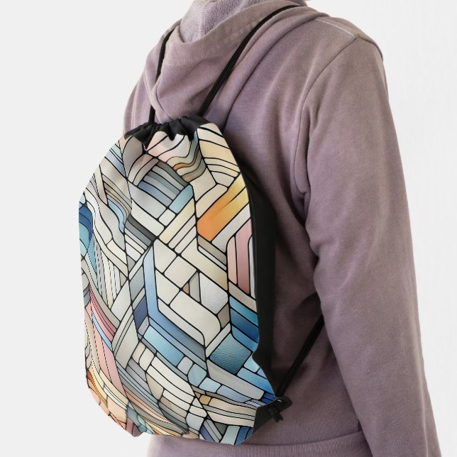 Geometric Mosaic Drawstring Bag (Insitu)