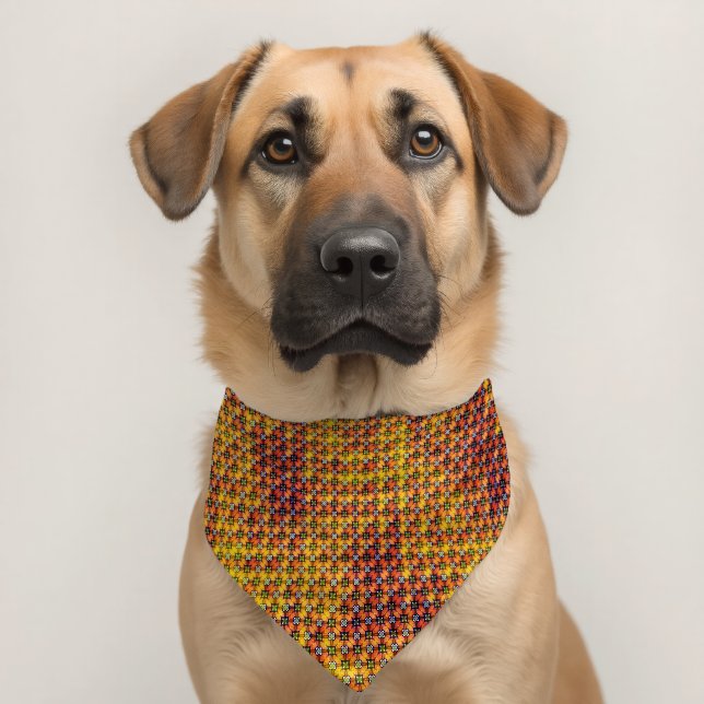Geometric Mosaic Grid Abstract Pattern Design 1301 Pet Bandana Collar (Dog 2)