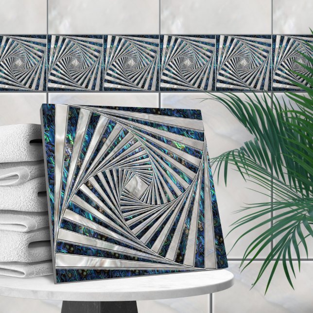 Geometric Mosaic Spiral - Abalone Pearl Ceramic Tile (Creator Uploaded)
