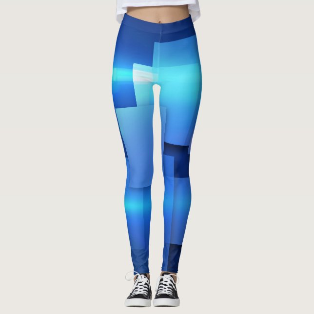 Geometric Mosaic Square Box Design Leggings (Front)