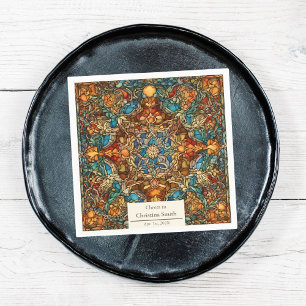 Geometric Mosaic Stained Glass Retirement Party Napkins