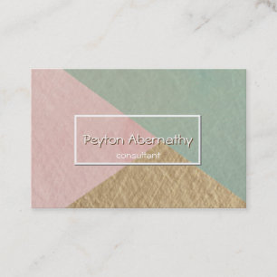 Geometric Moss Green Rose Blush Kraft Brown Business Card