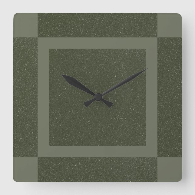Geometric Moss Green Wall Clock (Front)