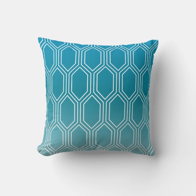 Geometric Motif Pattern | Blue Throw Pillow (Front)