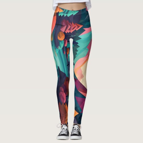 Geometric Mountain Breeze Modern Nature Fusion Leggings