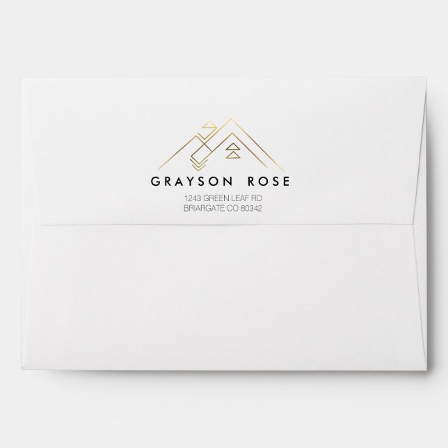 Geometric Mountain | Gold | Custom Address Label Envelope (Back (Top Flap))