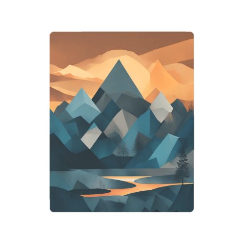 Geometric Mountain Landscape _ Minimalist Metal Print