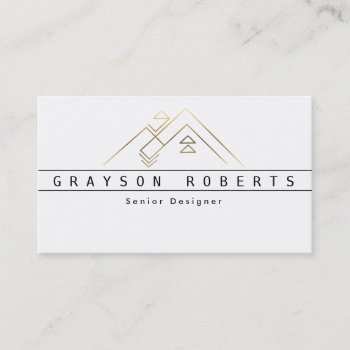 Geometric Mountain Logo | Gold | Custom Business Business Card by RedefinedDesigns at Zazzle